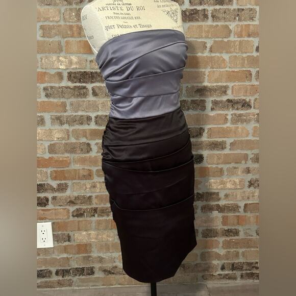 White House black market Y2K gray black color block satin bandage dress sz 4 - Picture 4 of 7